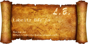 Labritz Béla névjegykártya